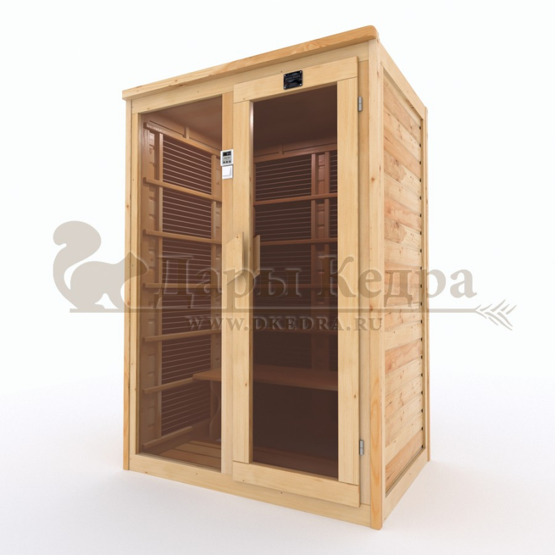 Двухместная инфракрасная сауна кабина из кедра и липы с карбоновыми излучателями Двухместная инфракрасная сауна кабина из кедра и липы с карбоновыми излучателями
