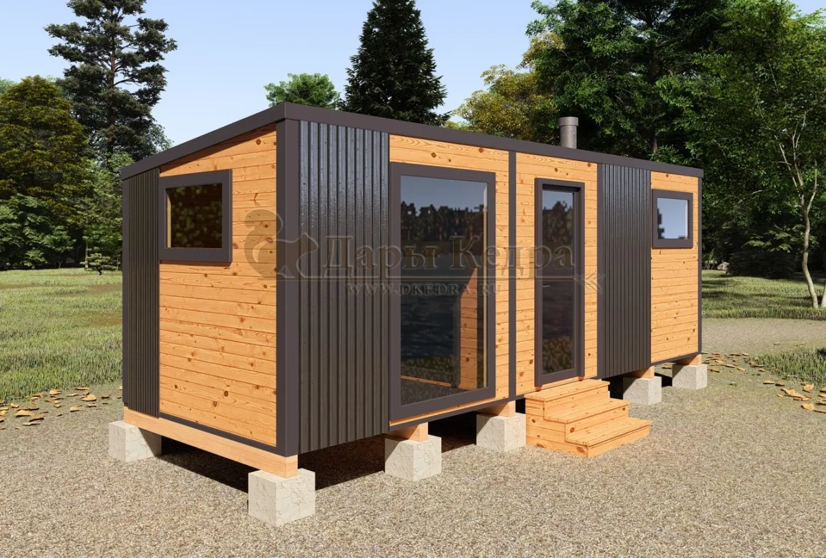 Каркасная баня «Лофт» из кедра 6х2,2 метра (вариант 2)