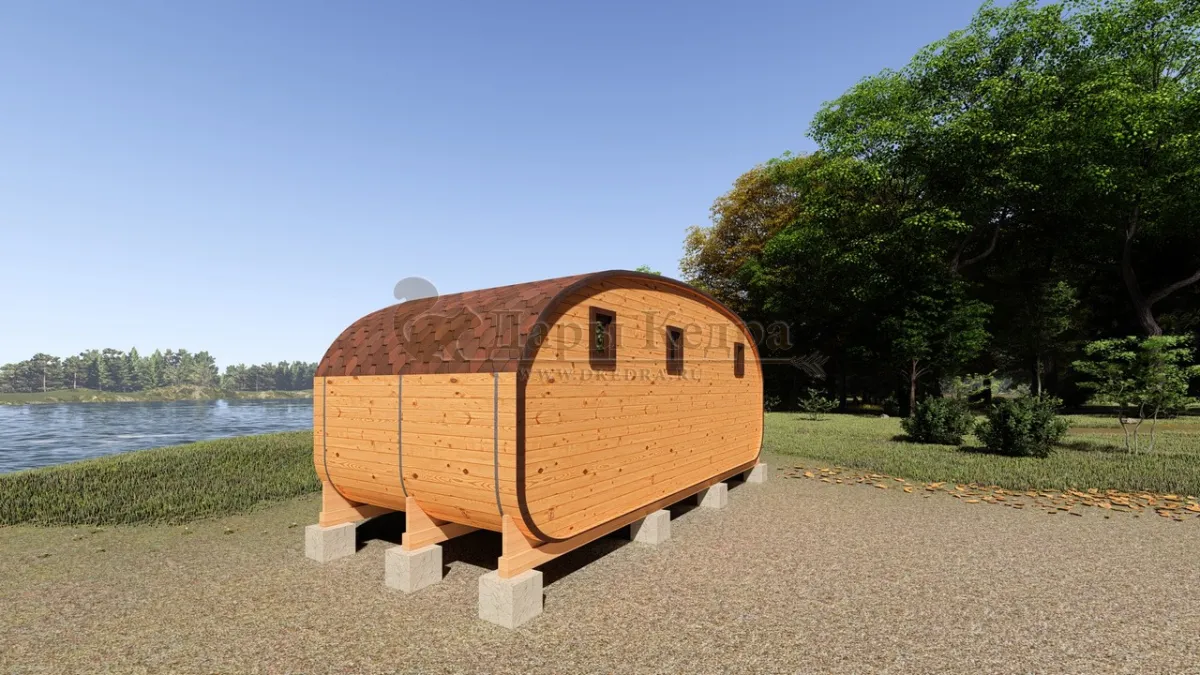 Баня-бочка «Гипоид» из кедра 6х2,2 метра