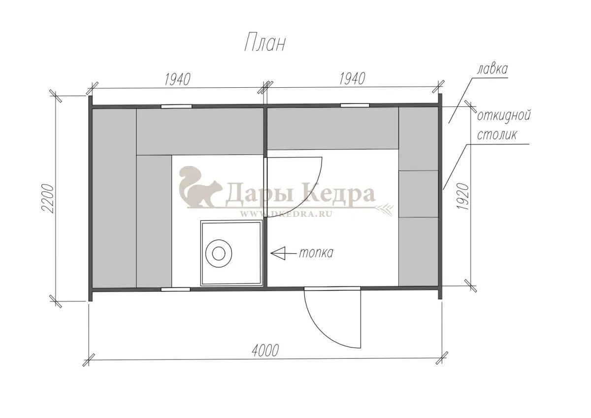 Баня-бочка «Гипоид» из кедра 4х2,2 метра